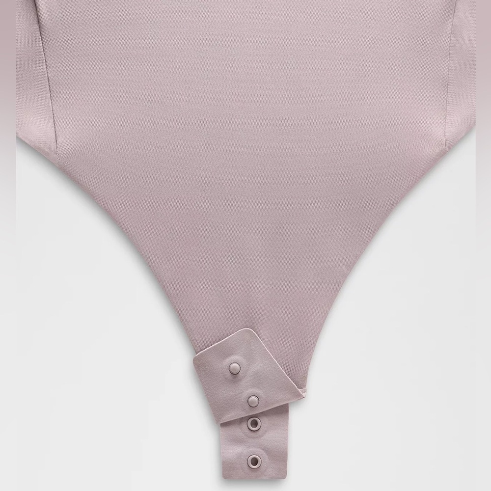 Lululemon Nulu Mesh Scoop-Back Sleeveless Thong Bodysuit - Mauve Grey Tank Top - Picture 5 of 6